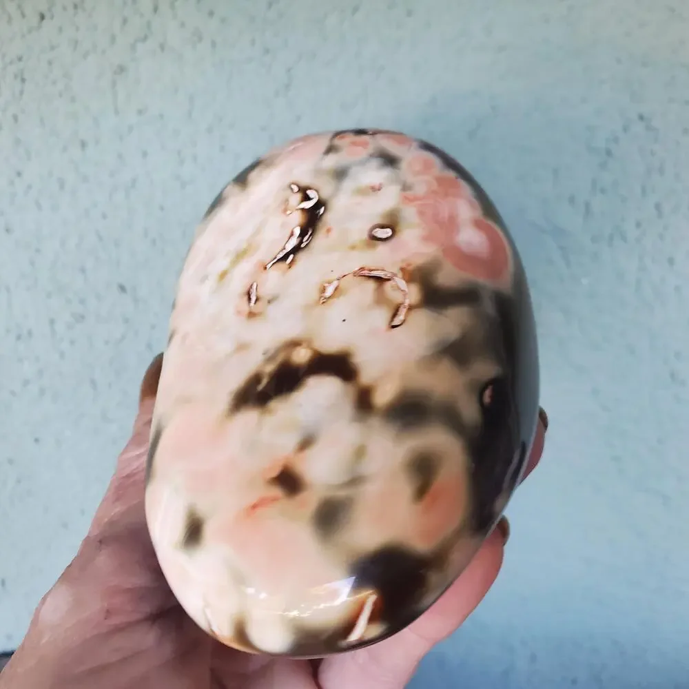 Pink Orca Agate Carnelian White Pink Stone Flowers Crystal Specimen 536 grams
